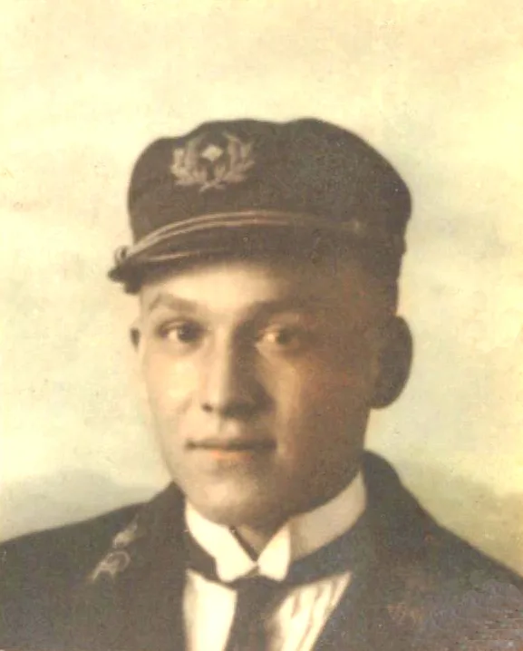 A faded early-1900s portrait print, yellowed and soft, from our public test set