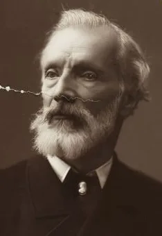 A very small scratched portrait of a bearded man, around 1900