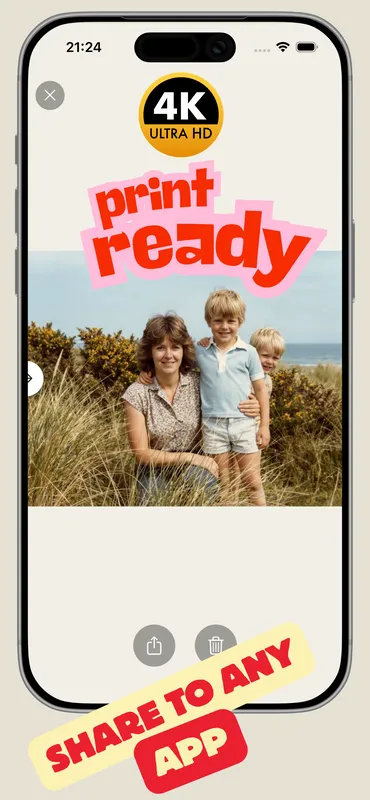 PicFix screenshot 6: sharing a restored old photo.